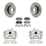 Front Disc Brake Rotors And Ceramic Pads Kit With Calipers For Kia Rio