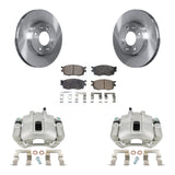 Front Disc Brake Rotor & Ceramic Pad Kit With Calipers For Hyundai Accent Kia Rio Rio5