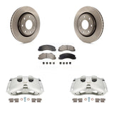 Front Brake Rotor Ceramic Pad Kit With Calipers For 12-14 Ford F-150 With 7 Lug Wheels