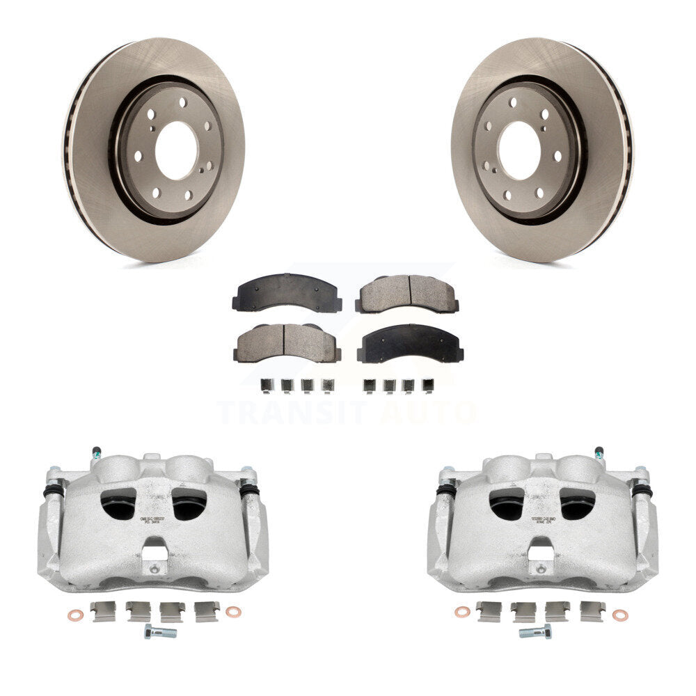 Front Brake Rotor Ceramic Pad Kit With Calipers For 10-11 Ford F-150 With 7 Lug Wheels