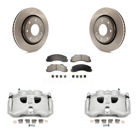 Front Brake Rotor Ceramic Pad Kit With Calipers For 10-11 Ford F-150 With 7 Lug Wheels