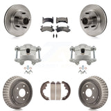Front Rear Brake Caliper Rotors Drum Ceramic Pads Kit (8Pc) For Chevrolet S10 GMC Sonoma KC8-100755T