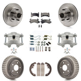 Front Rear Brake Caliper Rotors Drum Ceramic Pad Shoe & Hardware Kit (9Pc) For Chevrolet KC8-100766T