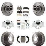 Front Rear Disc Brake Caliper Rotors Drum Ceramic Pads Shoe And Hardware Kit For