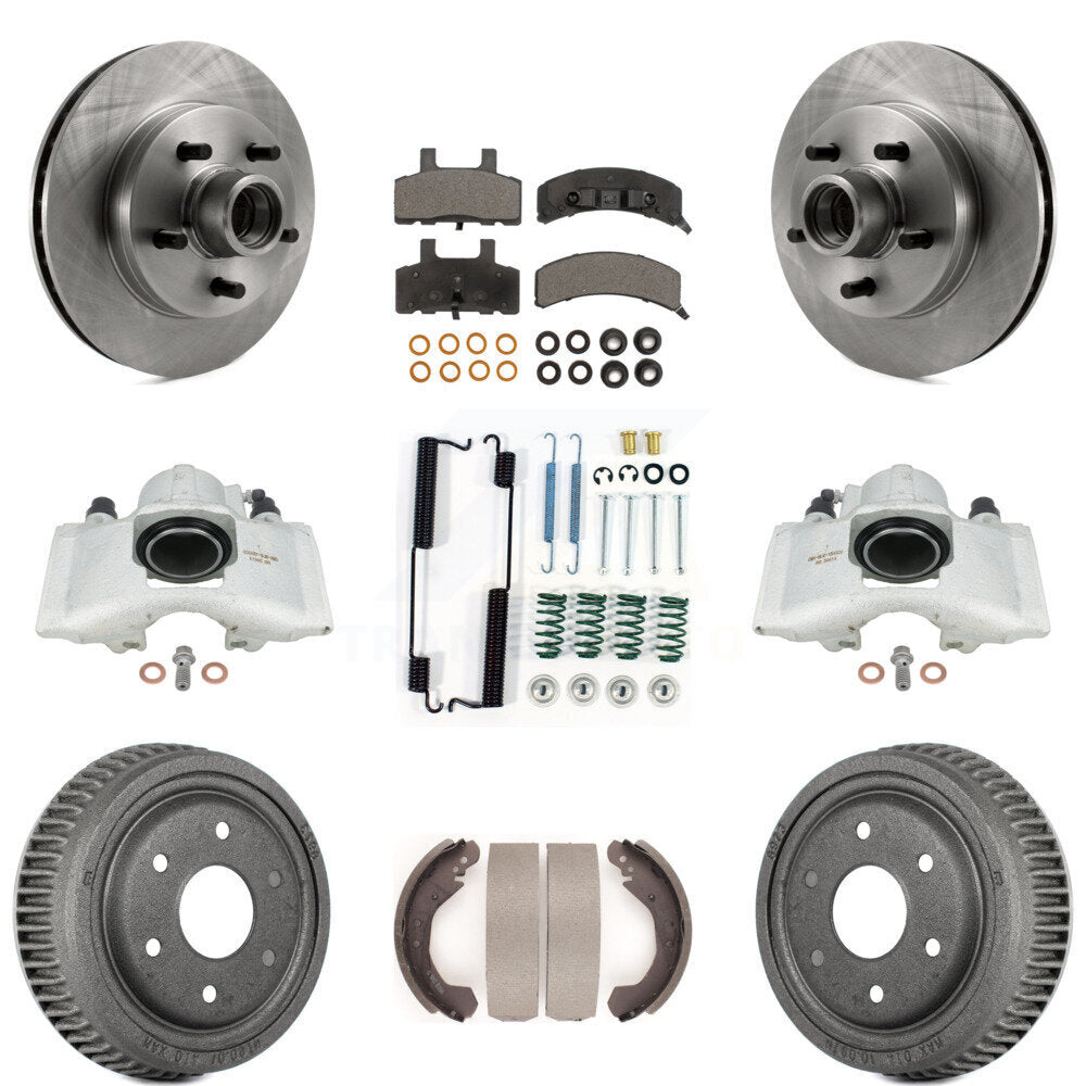 Front Rear Brake Caliper Rotors Drum Ceramic Pad Shoe Hardware Kit For GMC Yukon