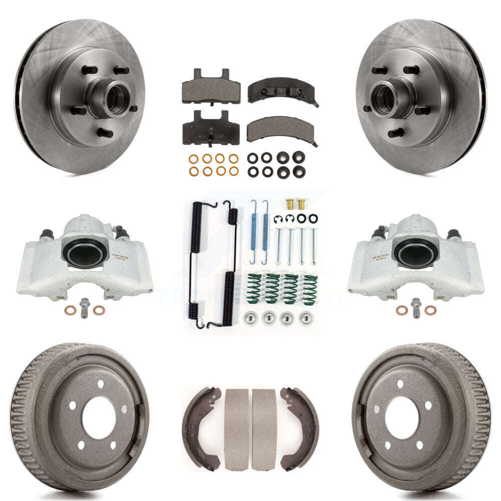 Front Rear Brake Caliper Rotors Drum Ceramic Pad Shoe Hardware Kit For GMC Yukon