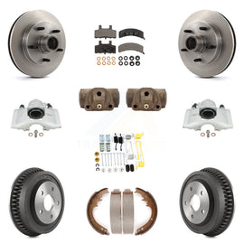 Front Rear Brake Caliper Rotor Drum Ceramic Pad Shoe Cylinder & Hardware Kit For