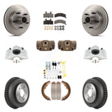 Front Rear Brake Caliper Rotor Drum Ceramic Pad Shoe Cylinder & Hardware Kit For