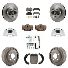 Front Rear Brake Caliper Rotor Drum Ceramic Pad Shoe Cylinder & Hardware Kit For