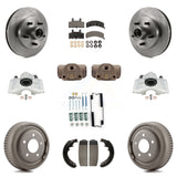 Front Rear Brake Caliper Rotor Drum Ceramic Pad Shoe Cylinder & Hardware Kit For