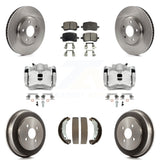 Front Rear Brake Caliper Rotors Drum Ceramic Pad Kit (8Pc) For 2006 Pontiac Pursuit 2.2L KC8-100783T