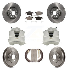 Charger l'image dans la galerie, Front Rear Brake Caliper Rotors Drum Ceramic Pads Kit (8Pc) For Volkswagen Jetta