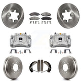 Front Rear Brake Caliper Rotors Drums Ceramic Pads Kit (8Pc) For Chevrolet Colorado GMC KC8-100794T