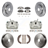 Front Rear Brake Caliper Rotors Drums Ceramic Pads Kit (8Pc) For Toyota Corolla