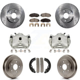 Front Rear Brake Caliper Rotors Drums Ceramic Pads Kit (8Pc) For 2007 Honda Accord 2.4L KC8-100799T
