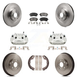 Front Rear Brake Caliper Rotor Drum Ceramic Pad Kit (8Pc) For 03 Subaru Impreza To 06 02 KC8-100808T