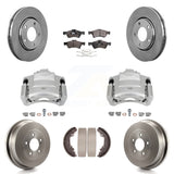Front Rear Disc Brake Caliper Rotors Drums Ceramic Pads Kit (8Pc) For Dodge Caravan KC8-100818T