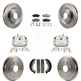 Front Rear Disc Brake Caliper Rotor Drum Ceramic Pad Kit (8Pc) For Nissan Sentra