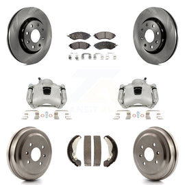 Front Rear Brake Caliper Rotors Drum Ceramic Pad Kit (8Pc) For Chevrolet Aveo G3