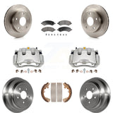 Front Rear Disc Brake Caliper Rotors Drums Ceramic Pads Kit (8Pc) For Dakota Dodge Ram KC8-100828T