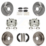 Front Rear Disc Brake Caliper Rotors Drums Ceramic Pads Kit (8Pc) For Honda Civic KC8-100829T