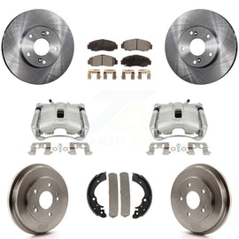 Front Rear Disc Brake Caliper Rotors Drum Ceramic Pads Kit (8Pc) For Honda Civic