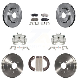 Front Rear Disc Brake Caliper Rotor Drum Ceramic Pad Kit (8Pc) For Nissan Sentra