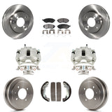 Front Rear Brake Caliper Rotors Drums Ceramic Pads Kit (8Pc) For Hyundai Elantra