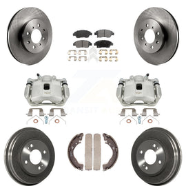 Front Rear Disc Brake Caliper Rotors Drums Ceramic Pads Kit (8Pc) For Honda Fit
