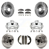 Front Rear Disc Brake Caliper Rotors Drums Ceramic Pads Kit (8Pc) For Ford Focus KC8-100844T