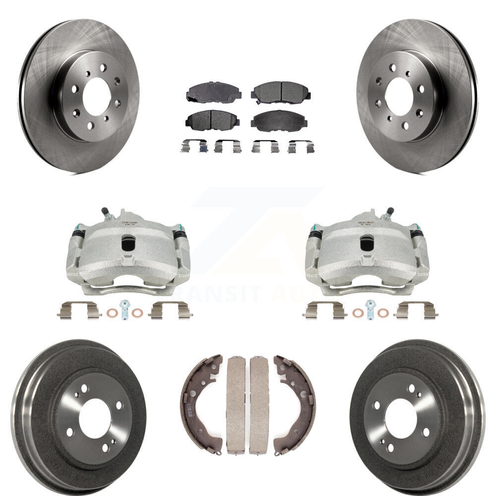 Front Rear Disc Brake Caliper Rotor Drum Ceramic Pad Kit (8Pc) For Honda Insight