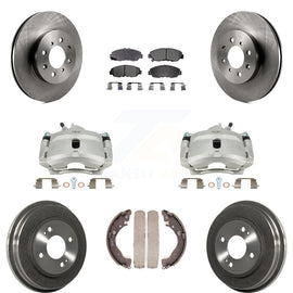 Front Rear Disc Brake Caliper Rotor Drum Ceramic Pad Kit (8Pc) For Honda Insight