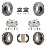 Front Rear Brake Caliper Rotors Drum Ceramic Pad Kit (8Pc) For Honda Civic Acura