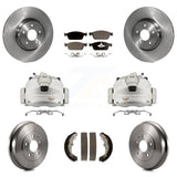Front Rear Brake Caliper Rotors Drums Ceramic Pads Kit (8Pc) For 2013-2018 Ford Focus ST KC8-100848T