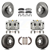 Front Rear Brake Caliper Rotors Drums Ceramic Pads Kit (8Pc) For Ford Ranger Mazda B4000 KC8-100858T