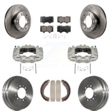 Front Rear Disc Brake Caliper Rotors Drums Ceramic Pads Kit (8Pc) For Toyota Tundra KC8-100865T