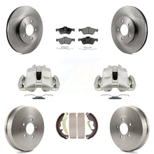 Charger l'image dans la galerie, Front Rear Brake Caliper Rotors Drum Ceramic Pad Kit (8Pc) For Ford Escape Mazda