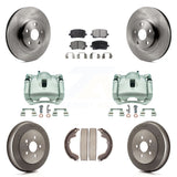 Front Rear Brake Caliper Rotor Drum Ceramic Pad Kit (8Pc) For Toyota Matrix Pontiac Vibe KC8-100869T