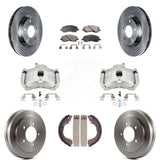 Front Rear Brake Caliper Rotor Drum Ceramic Pad Kit (8Pc) For Jeep Patriot Compass Dodge KC8-100873T