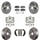 Front Rear Disc Brake Caliper Rotors Drums Ceramic Pads Kit (8Pc) For Toyota Yaris KC8-100876T