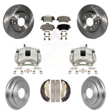 Front Rear Disc Brake Caliper Rotors Drums Ceramic Pads Kit (8Pc) For Hyundai Elantra KC8-100877T