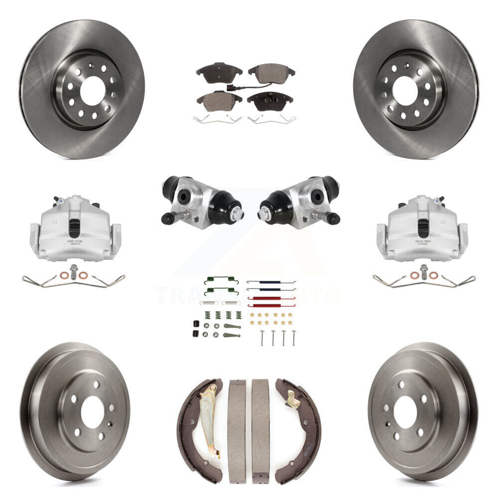 Front Rear Brake Caliper Rotor Drum Ceramic Pad Shoe Cylinder & Hardware Kit For
