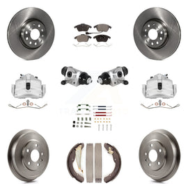 Front Rear Brake Caliper Rotor Drum Ceramic Pad Shoe Cylinder & Hardware Kit For