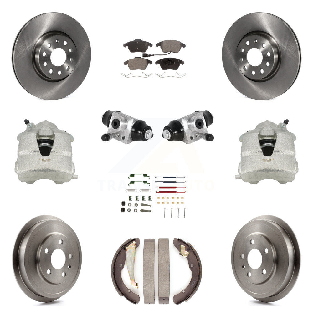 Front Rear Brake Caliper Rotor Drum Ceramic Pad Shoe Cylinder & Hardware Kit For