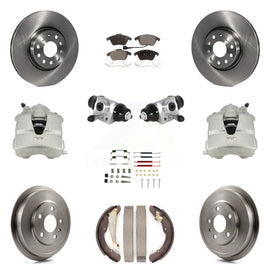 Front Rear Brake Caliper Rotor Drum Ceramic Pad Shoe Cylinder & Hardware Kit For
