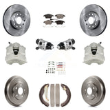 Front Rear Brake Caliper Rotor Drum Ceramic Pad Shoe Cylinder & Hardware Kit For