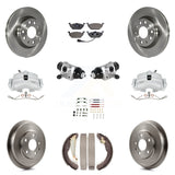 Front Rear Brake Caliper Rotor Drum Ceramic Pad Shoe Cylinder & Hardware Kit For