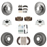 Front Rear Brake Caliper Rotor Drum Ceramic Pad Shoe Cylinder & Hardware Kit For