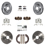 Front Rear Brake Caliper Rotor Drum Ceramic Pad Shoe Cylinder & Hardware Kit For