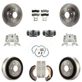 Front Rear Brake Caliper Rotor Drum Ceramic Pad Shoe Cylinder & Hardware Kit For